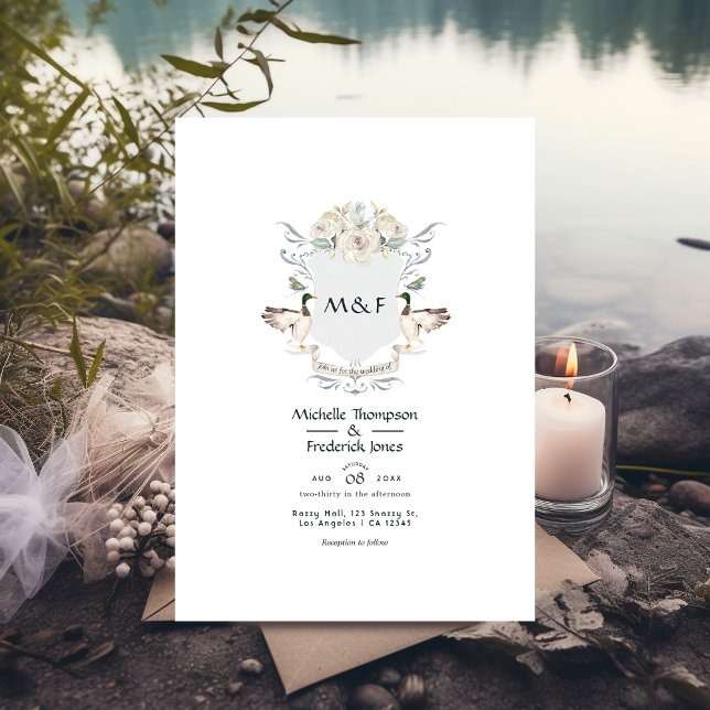 Invitación Boda Escudo de Monograma Lakeside (Subido por el creador)