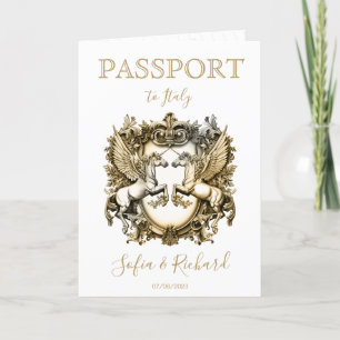 Invitación Boda Escudo de oro de Passport de destino