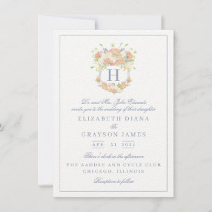 Invitación Boda Escudo de Watercolor Floral Garden Fiesta