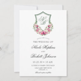 Invitación Boda Escudo Floral Rosa