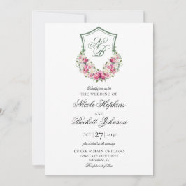 Invitación Boda Escudo Floral Rosa