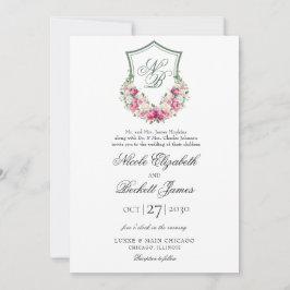 Invitación Boda Escudo Floral Rosa