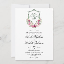 Invitación Boda Escudo Floral Rosa