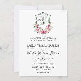 Invitación Boda Escudo Floral Rosa