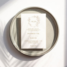 Boda escudo oro botánico simple elegante