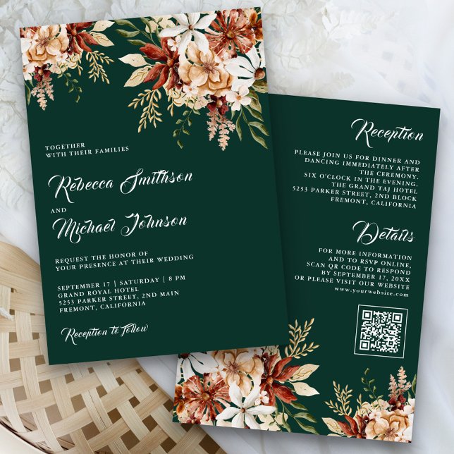 Invitación Boda Esmeralda de Flor Silvestre Terracota (Subido por el creador)