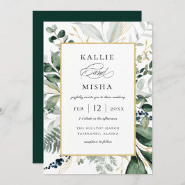 Invitación Boda Esmeralda del marco de follaje botánico natur