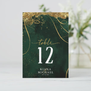 Invitación Boda Esmeralda ID867 de resumen de oro de líneas f