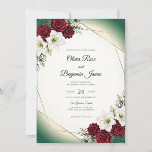 Invitación Boda Esmeralda Lirio Carmesí