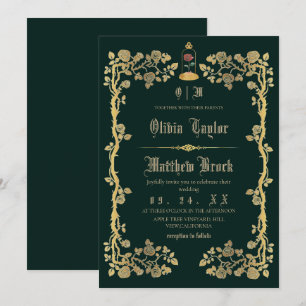 Invitación Boda Esmeralda Verde de la Bestia y la Belleza