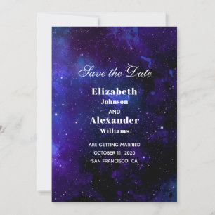 Invitación Boda espacial guardar la fecha. Estrellas de la no