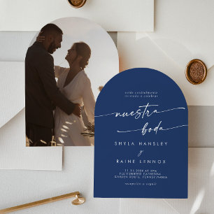 Invitación Boda español Boho Royal Blue Photo Arch