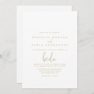 Invitación Boda español con guión de afición al amor dorado  