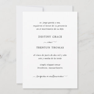 Invitación Boda español con guión sencillo y elegante