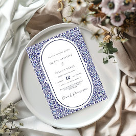 Invitación Boda español de Blue Arch Mexican Talavera