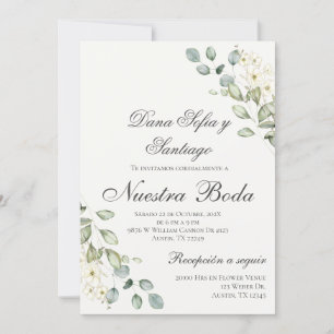 Invitación Boda español de Greenery