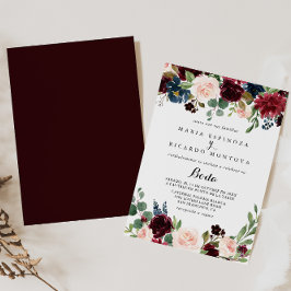 Invitación Boda español de la caligrafía rusa de Borgoña