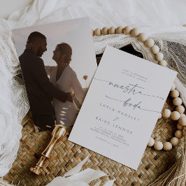 Invitación Boda español de la Moda Boho Slate Blue