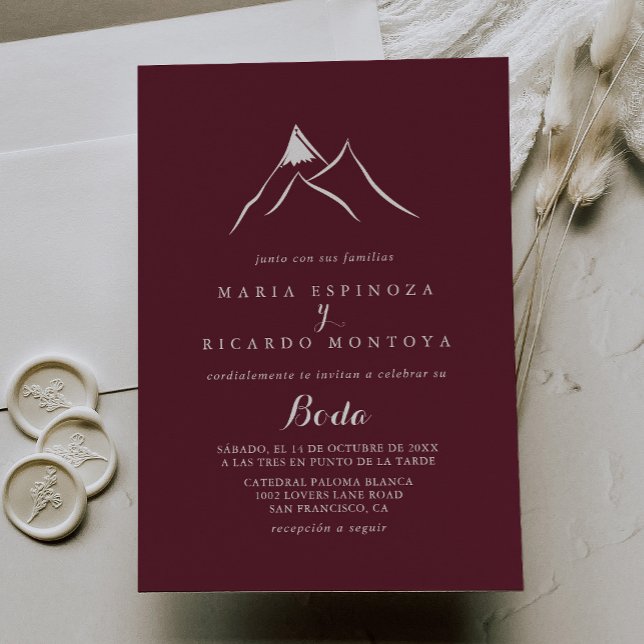 Invitación Boda español de la Montaña de la Silueta Blanca de (Subido por el creador)