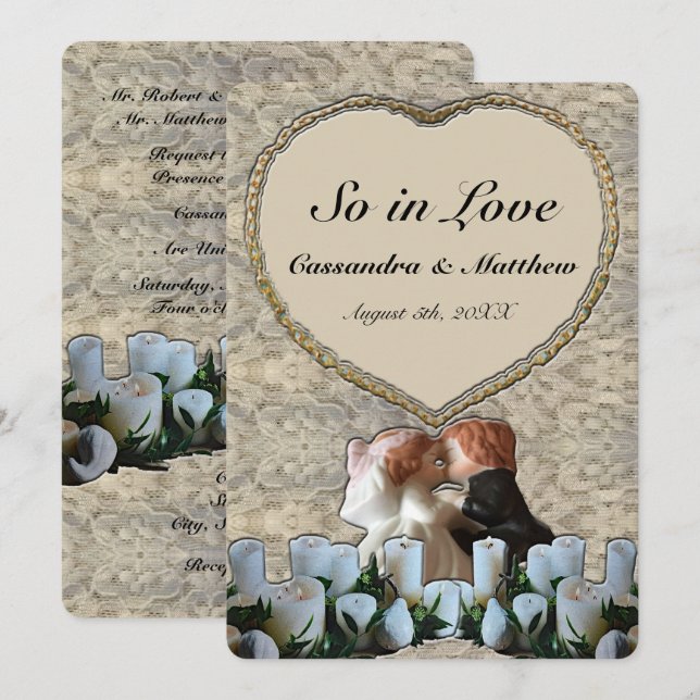 Invitación Boda español de novia y novio (Anverso / Reverso)