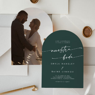 Invitación Boda español del Arco de Fotografía Verde Esmerald
