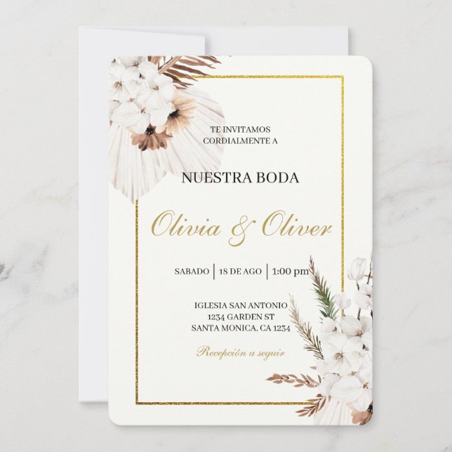 Invitación Boda español Fall boho (Anverso)