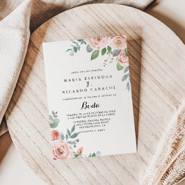 Invitación Boda español floral de la brisa de verano