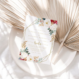 Invitación Boda español floral geométrico