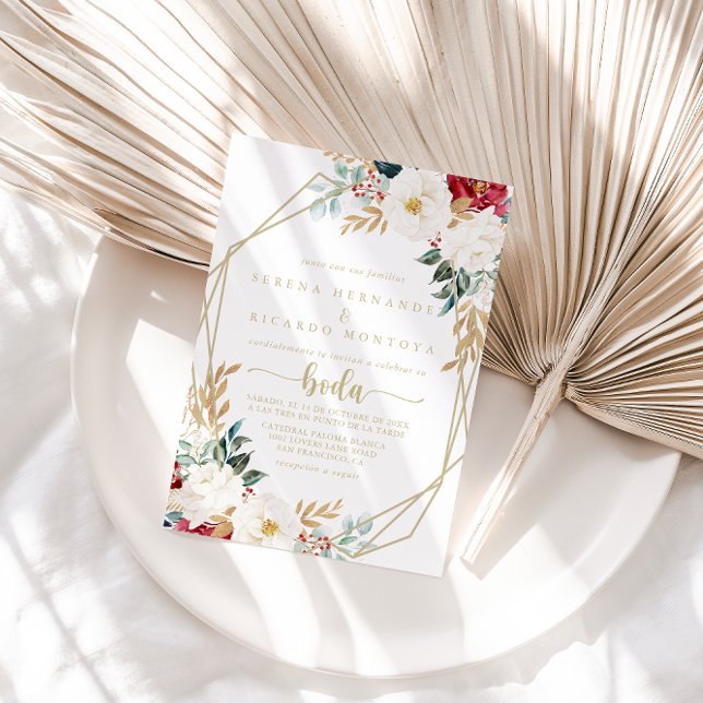 Invitación Boda español floral geométrico (Subido por el creador)