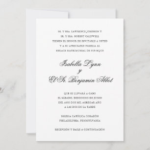 Invitación Boda español formal tradicional negro y blanco