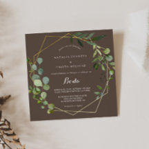 Boda español Gold Geometric Green Brown