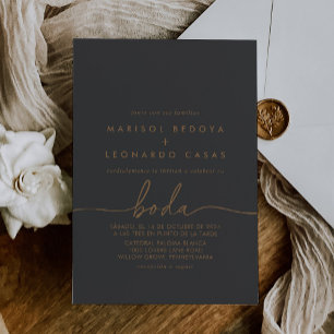 Invitación Boda español Gray Gold Classic