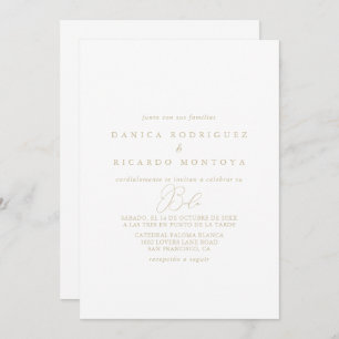 Invitación Boda español Minimalista de Moda con clase dorada