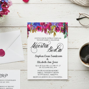 Invitación Boda español Negrita Boho Flor Nuestra Boda