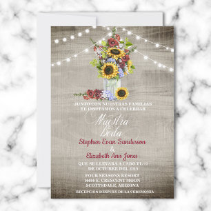 Invitación Boda español Sunflower Borgoña Nuestra Boda