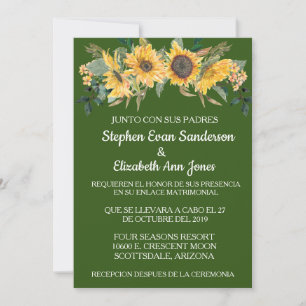 Invitación Boda español Sunflwoer Floral Naval