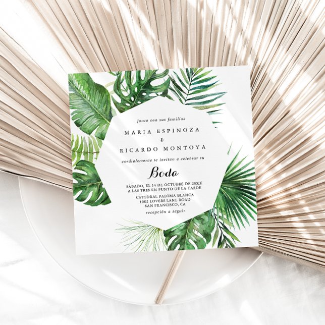 Invitación Boda español tropical de destino geométrico (Subido por el creador)