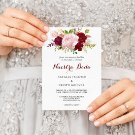 Invitación Boda Español Tropical y Romántico Rojo