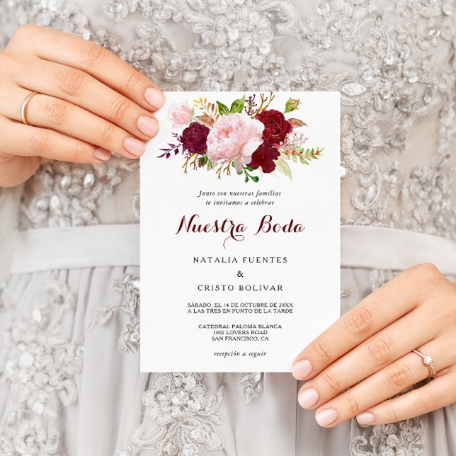 Invitación Boda Español Tropical y Romántico Rojo (Subido por el creador)