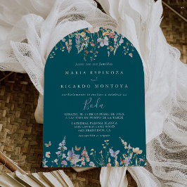 Invitación Boda español verde multicolor