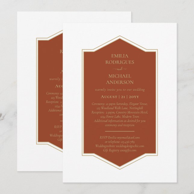 Invitación Boda española bilingüe Presupuesto de boda  (Anverso / Reverso)