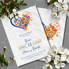Invitación Boda española, colorida, mexicana, salva fecha