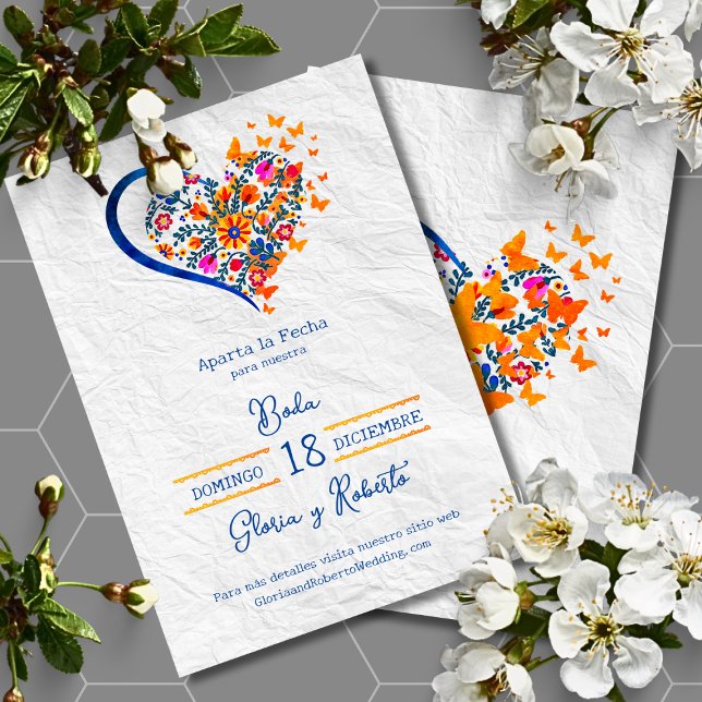 Invitación Boda española, colorida, mexicana, salva fecha (Subido por el creador)