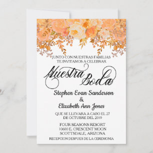 Invitación Boda Española Coral Flor Nuestra Boda