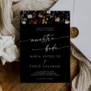 Invitación Boda española de flores silvestres multicolor capr