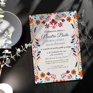 Invitación Boda Española Estética Floral Elegante Fiesta