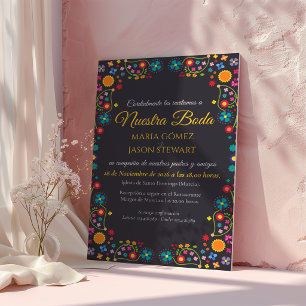 Invitación Boda española estética floral naval arte popular