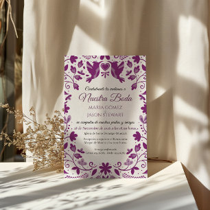 Invitación Boda Española Estética Romántica Floral Púrpura