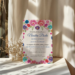 Invitación Boda Española Fiesta Botánica Floral Colorida