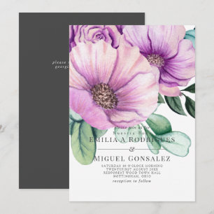 Invitación Boda Española Flor de Crecimiento Morado Rústico N